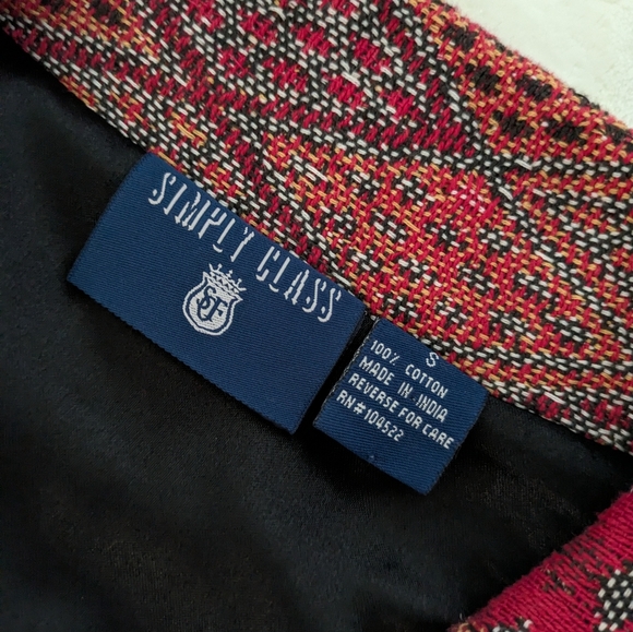 Vintage Oversized Tapestry Jacket Red Orange Boho Statement Coat Pockets - Picture 2 of 9